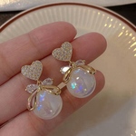 【人気急上昇】ブライダル 結婚式  ウェディング  ハート リボン ビジュー 大ぶり 花嫁  前撮り  お色直し 即納 ✳︎ ピアス / イヤリング