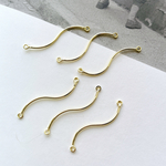 6pcs [ゴールド] デザインメタル ウェーブ [上下カン付き] コネクター うねり m509