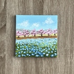 プチキャンバス絵画シリーズ♡アクリル画《原画》✴︎ 桜とネモフィラ✴︎