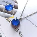 再販2★アクセ選択》天然ラピスラズリ×天然水晶のタブレット・/縦12mm×横12mm/リング・ペンダント/silver925・ロジウムコーティング【El-Shade】