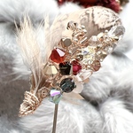 🌟new🪶羽根のピンブローチ ゴールド&ルビー小枝