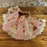 犬・猫の首輪　25～28　cocoちゃんエプロンフリルチョーカー　ピンク・テディベアスイーツ・ロリータ風