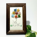 「僕にもちょーだい」ミニサイズ　　ガラスビーズ　天然石　アート　可愛いイラスト　額縁　フレームアート