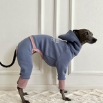 名入れオーダー犬服 もっちりストレッチ裏起毛ロンパース  スモーキーブルー
