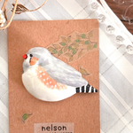 【キンカチョウ 】  動物ブローチ   （動物モチーフ  アニマル  鳥）