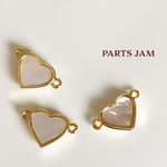 🧡再販❣️ 2pcs)025）淡水シェル コネクトパーツ 貝がら ハートチャーム