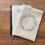  A5サイズ左開き・ラベンダー刺繍のノートカバー