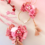 お正月🎍👘ペット用カチューシャ&チョーカーセット💖西陣織👘金襴②💖帯💖着物🎀 和柄