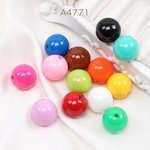 A4771  24個  アクリルビーズ 丸玉 通し穴あり ミックスカラー 16mm  3X（8ヶ）