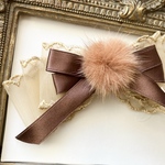 大人可愛い☆ミンクファー☆高級オーガンジーリボン♡バッグに付けても☆プチギフト⭐️クリップ