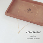 再販!【14kgf】yellow gold クロスネックレス