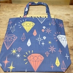 ②💎柄マチ付き折畳みビッグbagブルー‼️黄💎多め