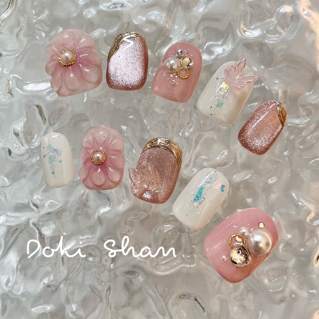 お出かけネイル】ネイル ネイルチップ 押し花 ニュアンスネイル 成人式