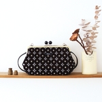 あめ玉がま口ポシェット：EMIR（ブラック）フランスインポートファブリック