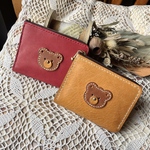 本革くまさんのお財布🧸ミニ財布 テディベア L字ファスナー財布 レザー 淡色
