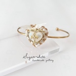 🎀 Heart ribbon  series ✵ リボン編みチェーン風ハートとオーロラハートクロスバングル   【 年末特別企画🌟均一価格イベント 】
