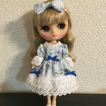 20センチドール ワンピース ストライプ&ローズ リボン付き