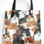 猫だらけ USAコットン トートバッグ 小さめ レディース お弁当 手提げバッグ サブバッグ ミニトートバッグ ビニールコーティング 小物 猫柄 猫雑貨 猫グッズ ねこ ネコ 好き プレゼント