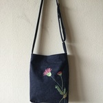 手刺繍入りショルダーバッグ(送料無料)倉敷デニム
