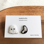 ムーン&おばけくん【刺繍のピアス】