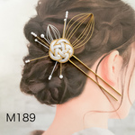 水引髪飾り　和装髪飾り　かんざし　白色　金色　髪飾り　着物の髪飾り　M189