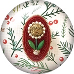 Oval ビーズ刺繍ブローチ