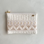 flat pouch S / インド刺繍リボンのフラットポーチ