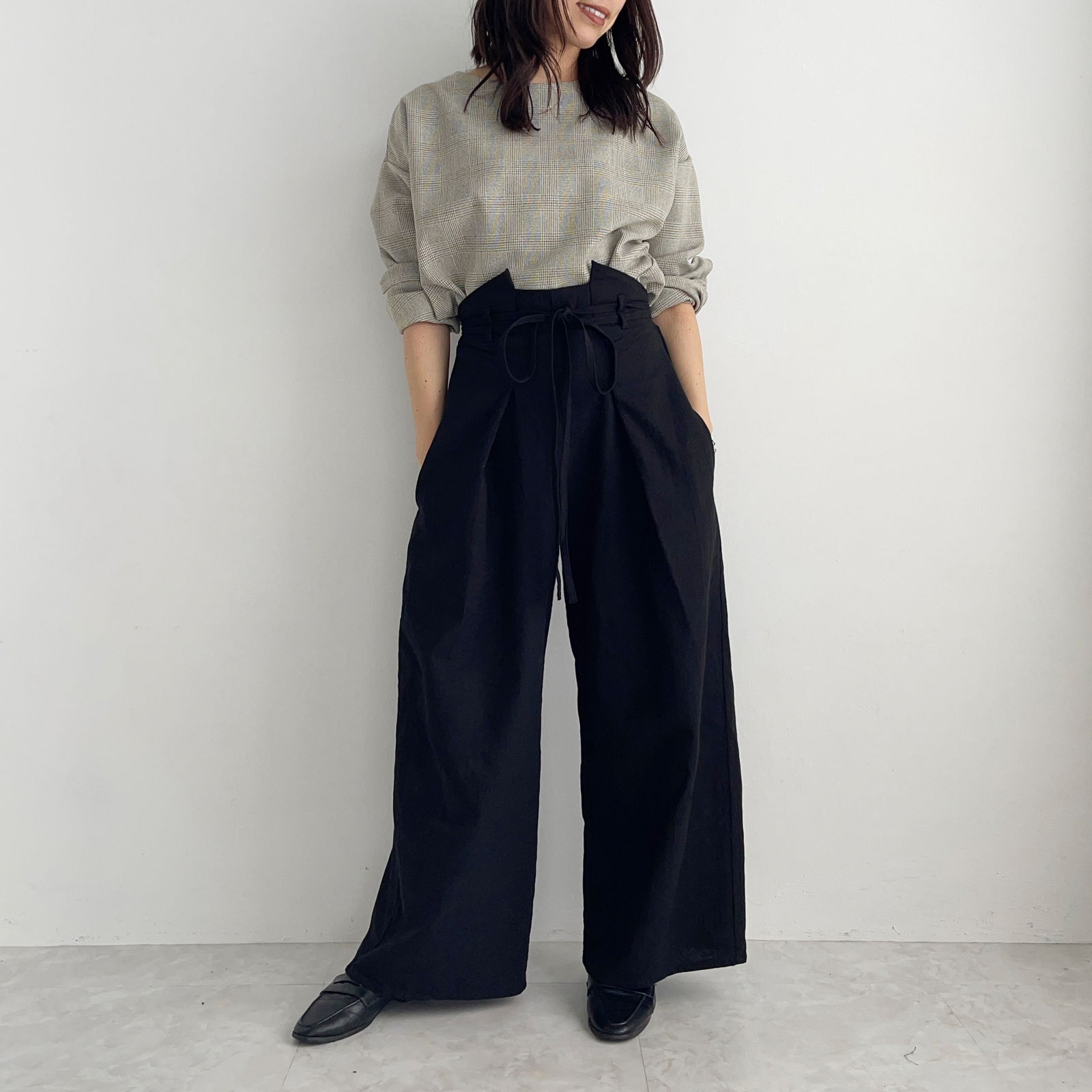 リネンコットンワイドパンツ(black) - MELUMO | minne byGMO