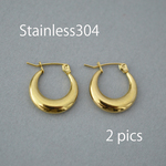 <2個>ステンレス304 金属アレルギー対応 フープピアス19mm ゴールド