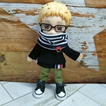 パンツが選べるネックウォーマーとトレーナーセット☆ボーダー×白☆ねんどろいどどーる服