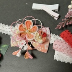 【オーダー品/053】ベビー ヘアバンド クリップ つまみ細工 和 袴 100日祝い 百日祝い お食い初め ひな祭り 赤ちゃん