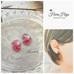 №1379 ❁¨̮ かすみ草とパールのレジンピアス・イヤリング