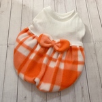 犬服🐶🐾オレンジチェックのフリース バルーンワンピ🎈