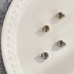 ダークグレー クリスタルガラスとパール プチピアス/イヤリング