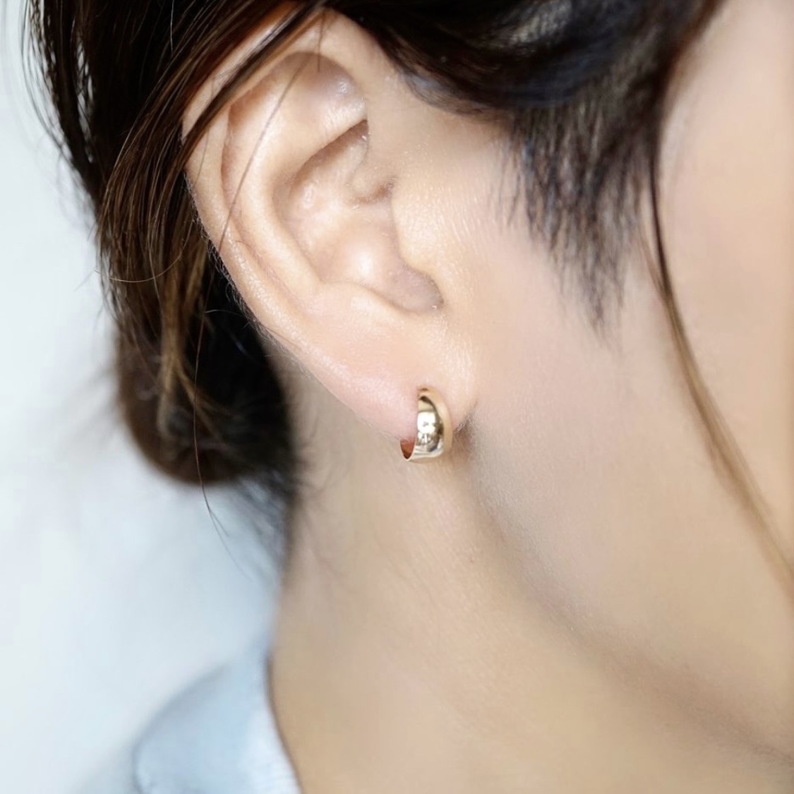 ずーっと使える 10金 10K ぽってり フープピアス（10mm）つけっぱなし 