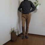 ストレスフリー・暖かな裏起毛スーパーストレッチニットのジョグパンツ・キャメル