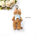 【新作】 羊毛フェルト 猫 茶トラ猫のキーホルダー