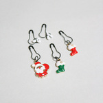 MerryXmas！なマーカーP／５個セット（２種の立体ソックス、我はサンタ）／クリスマス ステッチマーカー　編み物　マーカー