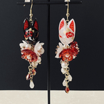 人気アイテム！椿と狐面の耳飾り(ピアス・イヤリング)