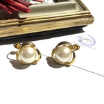 0926VINTAGE EARRING ヴィンテージ　パールイヤリング　アンティーク  クラシカル　花　フラワー　大ぶり　クリップ　ナチュラル　カジュアル　ビーズ　ビジュー　結婚式　ブライダル　ギフト