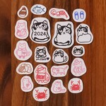 「三毛猫のみーちゃんと愉快な仲間達」(December/January)のフレークシール（２０枚）