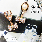 【2個セット】乙女のフォーク＆スプーンチャームセット パーツミニチュアデコパーツハンドメイドアクセサリー素材・材料026