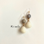 大人かわいい☆パープルビーズがポイントのベロアピアス.イヤリング 樹脂ピアス.樹脂イヤリング ノンホールピアス.ノンホールイヤリング