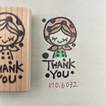 スタンプ　No. 6032 Thank youスカーフをかぶった女の子