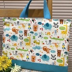 ⭐️新作⭐️【再1】動物いっぱい小さめ25×35❤️男の子可愛いレッスンバッグ、絵本バッグ、お稽古バッグ⭐️お道具入れに(お名前タグ内側にあります)