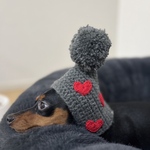 犬用帽子　ポンポン帽子　ハート