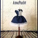 AmuPuchi■1/6ドールのoutfit■ロイヤルブルーお嬢様の上品ワンピ
