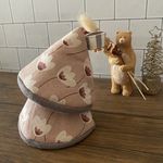 ふわふわ三角鍋つかみ　北欧チューリップ　くすみピンク