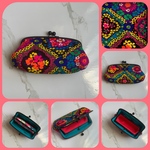 🌸菱形パターン◉レトロflower ビンテージ生地　親子財布　がま口財布　長財布