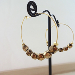 キラキラチェコビーズ☆大人Brown Goldのフープピアス＊